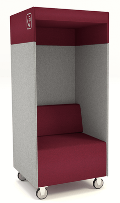 ALCOVE ACOUSTIQUE - Phones Boxes - PHONE BOX cabine avec banquette L.73xP.71xH.164cm, sur roulettes coloris bordeaux et gris clair 