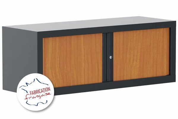 [Pas de famille] - [Pas de sous famille] - Armoire rehausse H44xL120cm coffre anthracite/rideaux merisier