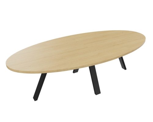 [Pas de famille] - [Pas de sous famille] - X3 Table de réunion ovale L210xP120cm. Plateau Chêne clair et piètement noir