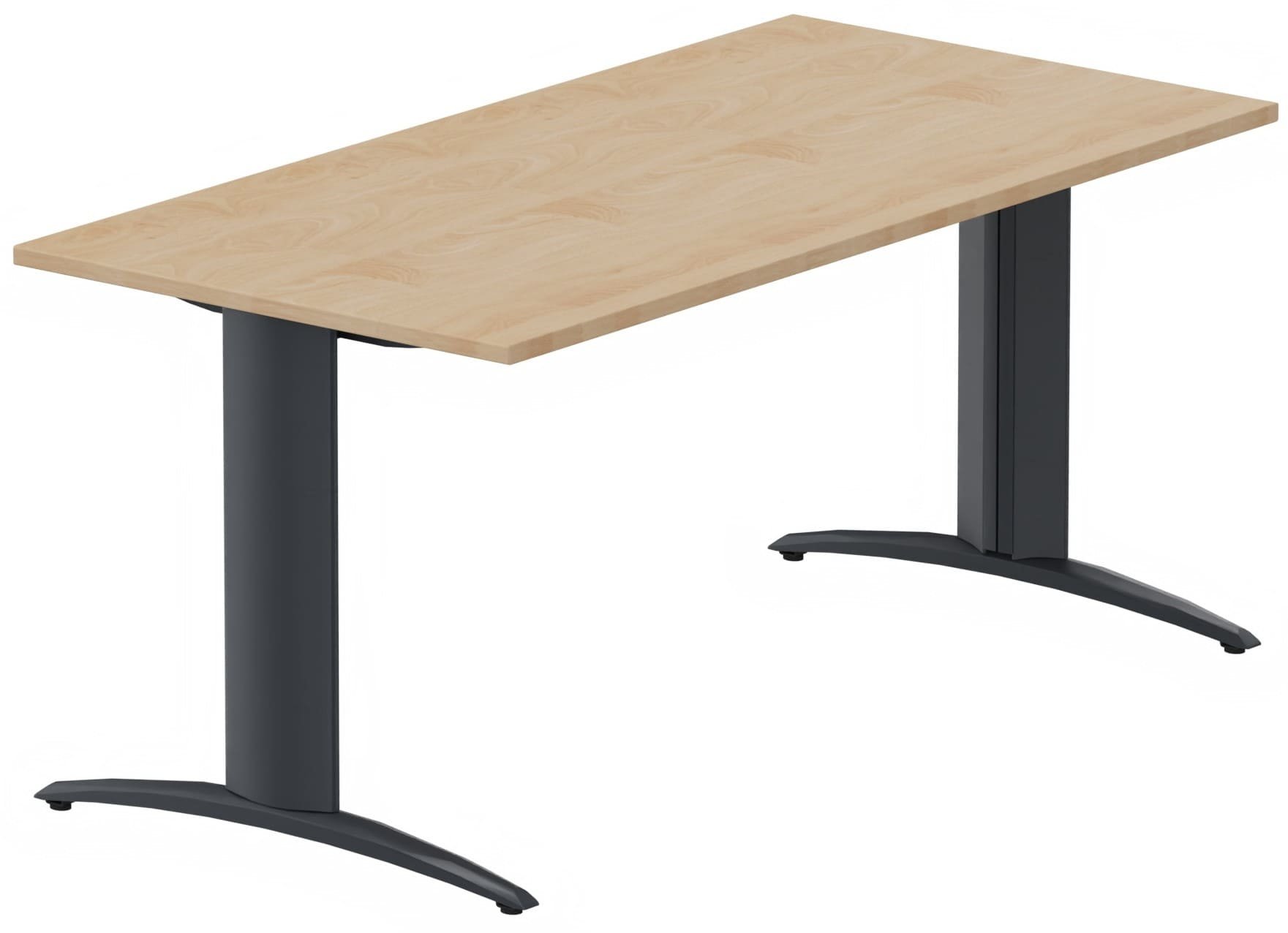 Module composable pied i, L.160xP.80cm, départ, plateau hêtre, structure anthracite, plateau hêtre, structure anthracite