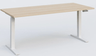 K_PRO2 Poste solo RH 70-120 cm . Plateau 200*80 épaisseur 25mm. coloris hêtre, pieds blancs