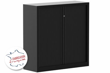 ARMOIRES A RIDEAUX - Largeur 120 cm - Armoire à rideaux 2P H120XL120XP43 2 Tablettes , coffre noir/rideaux noir