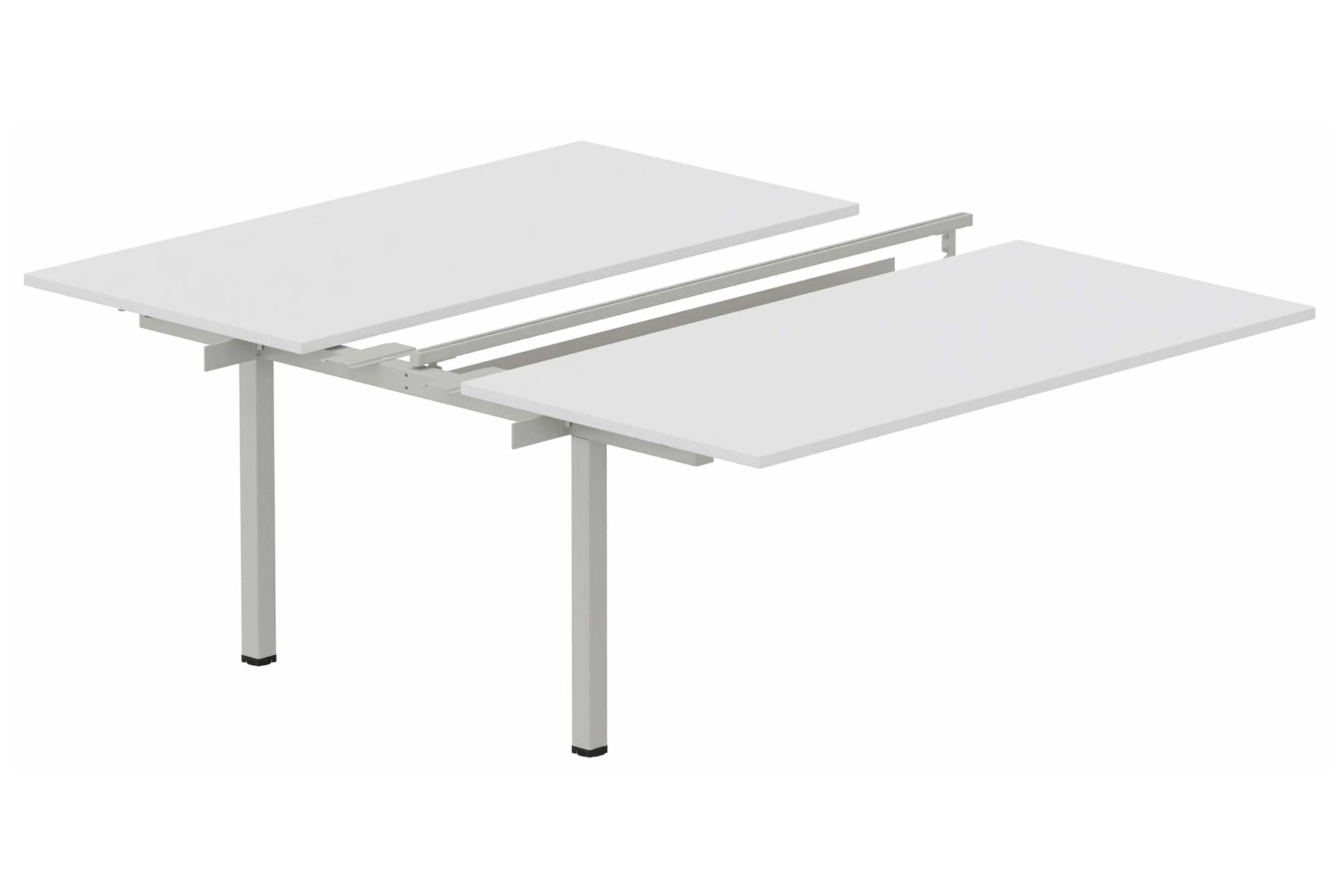 K3 Bench suivant 2 plateaux coulissants 180x80cm encombrement 180x165cm blanc/aluminium - sur délai