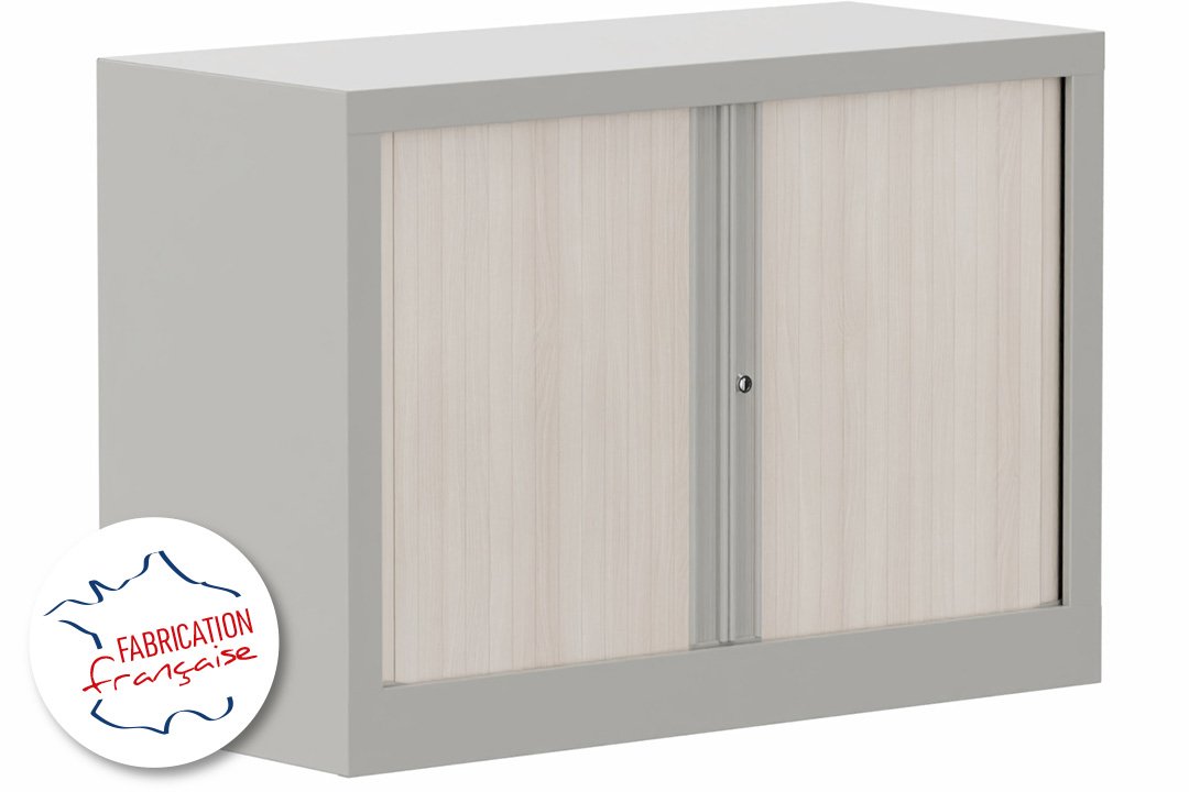 Armoire à rideaux H69,5xL100cm 1 tablette, corps aluminium, rideaux acacia