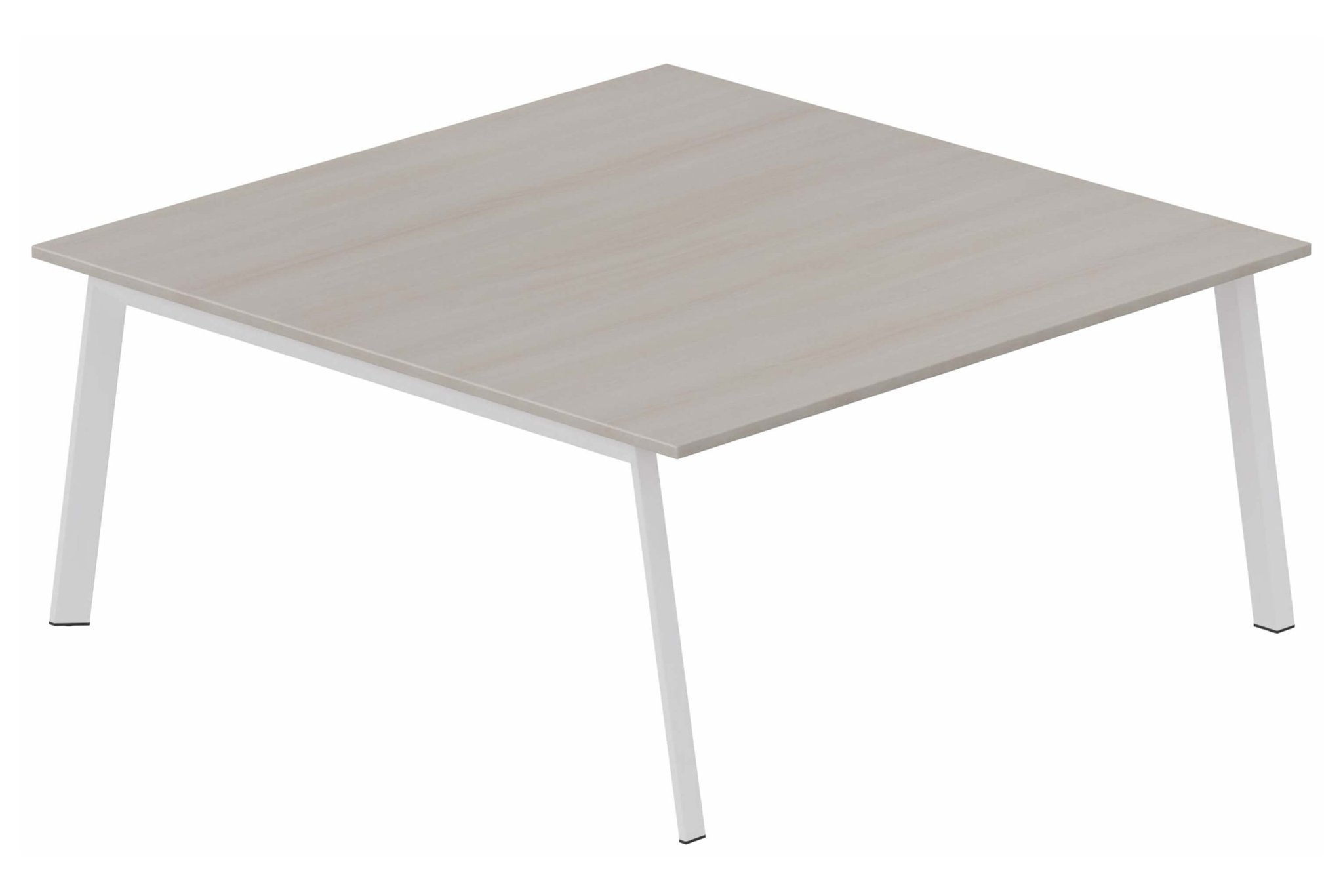 K8 plan carré 165x165cm, plateau acacia, structure blanc