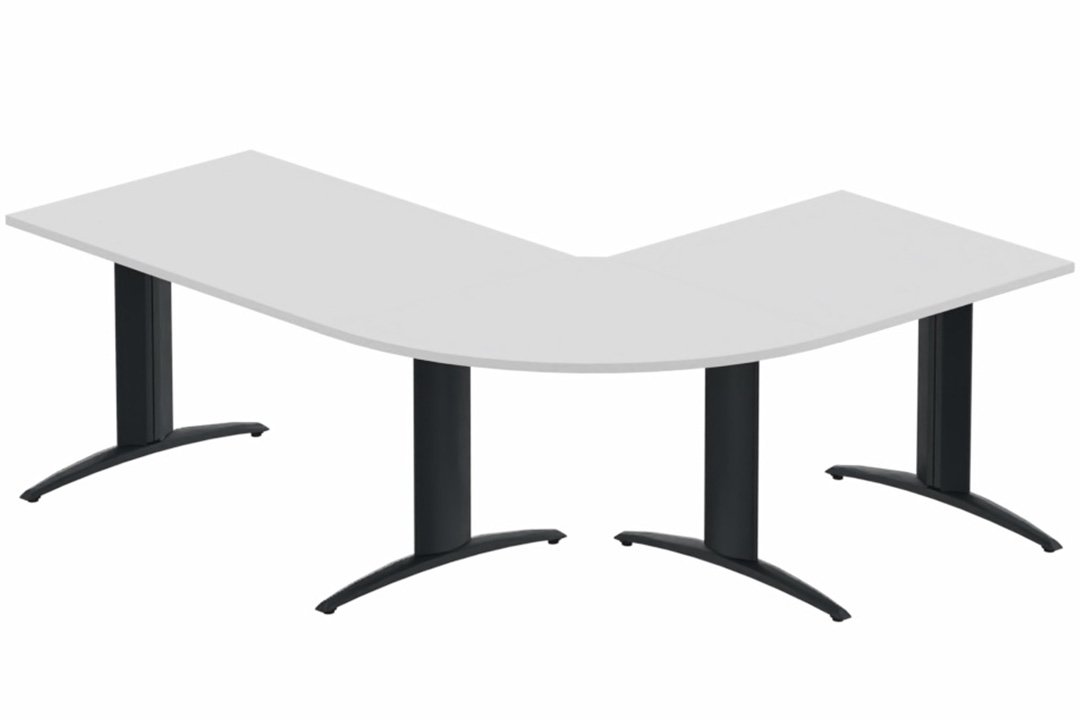 K2- Ensemble panoramique Plan principal 160x80 + angle 90° et retour 80x80 -Finitions : PLATEAUX: BLANC (BL) / PIETEMENTS: ANTHRACITE (AN)