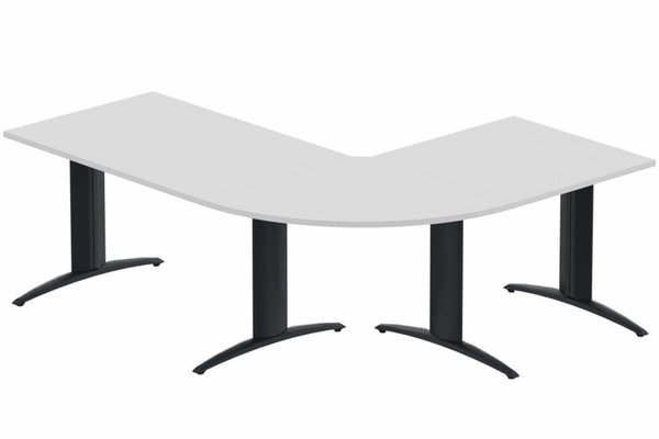 Gamme K2 - Ensembles panoramiques - K2- Ensemble panoramique Plan principal 180x80 + angle 90° et retour 80x80 -Finitions : PLATEAUX: BLANC (BL) / PIETEMENTS: ANTHRACITE (AN)