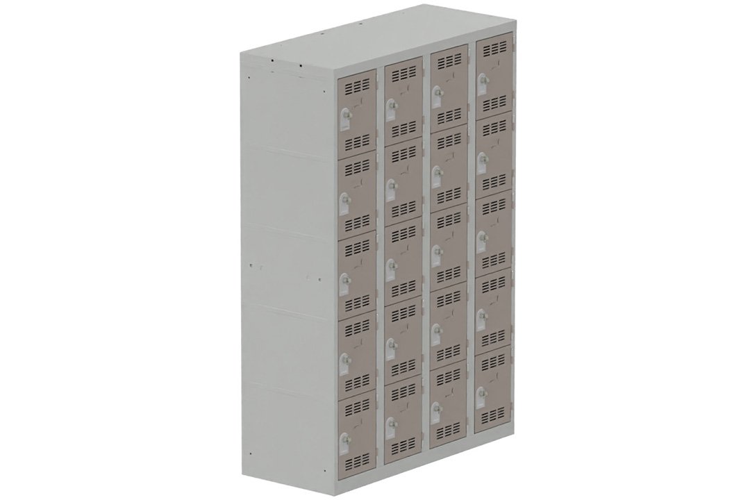 Vestiaire multicases 4 colonnes L,30cm 5 cases (fermeture cadenas) H,180xL,120xP,50cm coffre gris clair/portes basalte