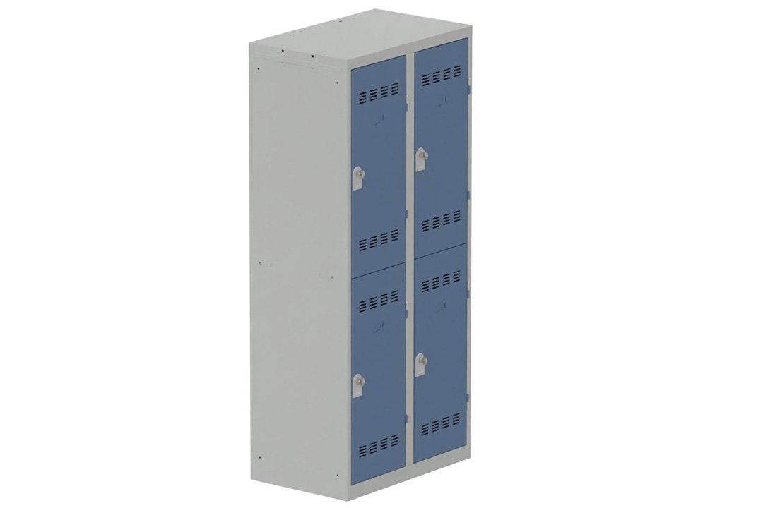 Vestiaire multicases 2 colonnes L,40cm 2 cases (fermeture cadenas) H,180xL,80xP,50cm coffre gris clair/portes bleu