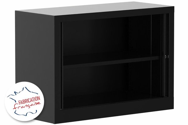 ARMOIRES A RIDEAUX - Largeur 100 cm - Armoire à rideaux H 70XL100XP43 1 Tablette , coffre noir/rideaux noir