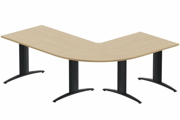 Gamme K2 - Ensembles panoramiques - K2- Ensemble panoramique Plan principal 160x80 + angle 90° et retour 80x80 -Finitions : PLATEAUX: CHENE (CE) / PIETEMENTS: ANTHRACITE (AN)
