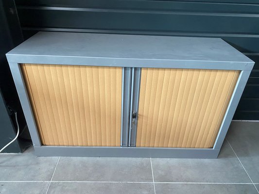 DESTOCKAGE - Rangements - Armoire à rideaux 69,5 x 120 cm, coffre aluminium et rideaux hêtre