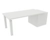 X4- Plan Manager 200x100cm + caisson XXL débordant (encombrement 226x100cm)  Plateaux : blanc /Piètements : blanc /Caisson : blanc