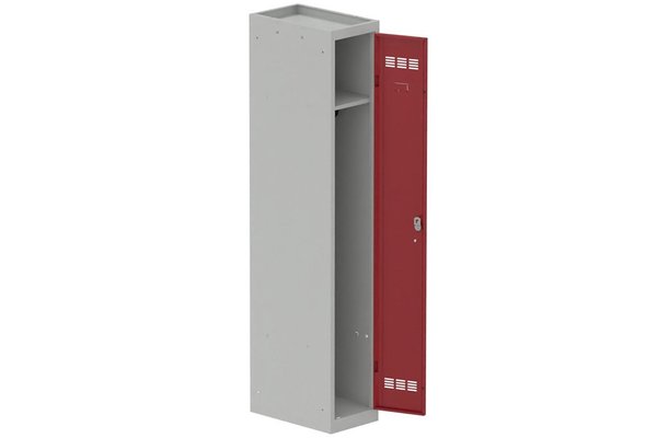 [Pas de famille] - [Pas de sous famille] - Vestiaire industrie propre 1 porte (fermeture cadenas) H180xL30xP50cm coffre gris clair/ porte(s) rouge