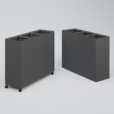 ACCESSOIRES - ACCESSOIRES  - Poubelle 3 Modules HT 75 cm Larg. 90 cm Prof. 30cm avec roulettes . Coffre ANTHRACITE