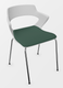 SWEETY Chaise 4 branches acier, piétement chrome, coque polypropylène coloris blanc, placet assise tissu XTREM coloris vert