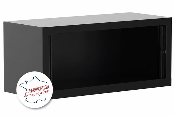 ARMOIRES A RIDEAUX - Largeur 100 / Hauteur 44 cm - Armoire rehausse H44xL100cm coffre noir/rideaux noir - sur délai