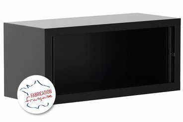ARMOIRES A RIDEAUX - Largeur 100 / Hauteur 44 cm - Armoire rehausse H44xL100cm coffre noir/rideaux noir - sur délai