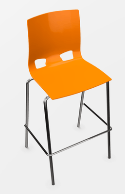 POLYPROPYLENE - TABOURETS  - GLOSSY tabouret haut polypropylène coloris coloris orange brillant, structure chromée