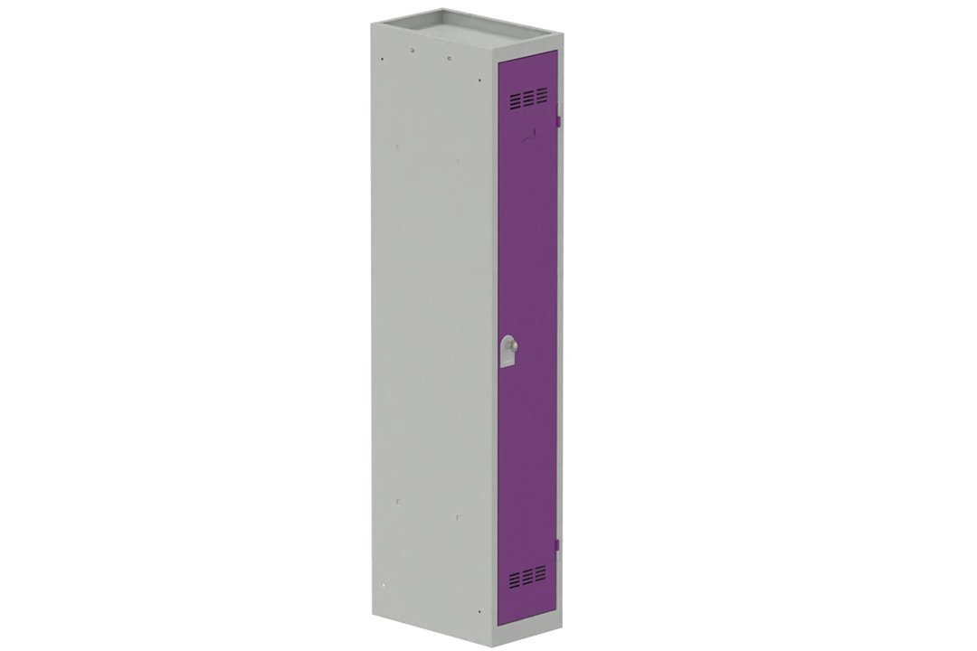Vestiaire industrie propre 1 porte (fermeture cadenas) H180xL30xP50cm coffre gris clair/ porte(s) prune
