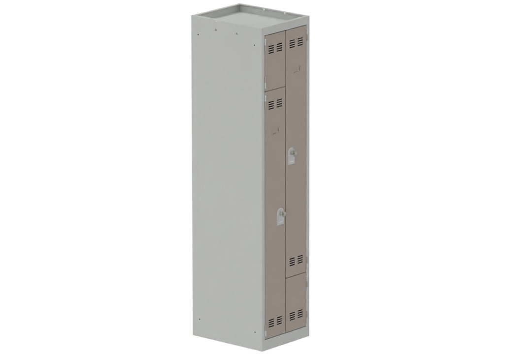 Vestiaire gain de place 1 colonne (fermeture cadenas) H,180xL,40xP,50cm coffre gris clair/portes basalte