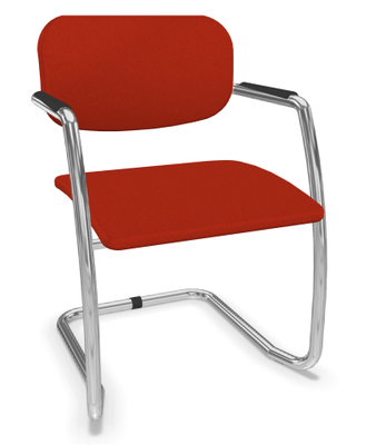 VISITEURS ET FONCTIONNELS - Luge - DIVA fauteuil dos tissu. piétement luge chromé. assise et dossier tissu BONDAI coloris rouge