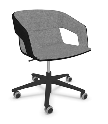 VISITEURS ET FONCTIONNELS - Sur roulettes - Melody - Fauteuil Pietement roulettes Alu poli noir (A). Tissu Int Step (SMG) - Tissu Ext Step (STA)