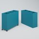 Poubelle 3 Modules HT 75 cm Larg. 90 cm Prof. 30cm avec roulettes . Coffre Turquoise