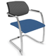 Diva - Chaise dos résille- Piétement luge chrome (CH).Assise tissu Bondai Bleu (6003)