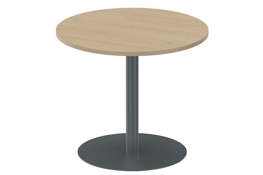 Table ronde diamètre 90cm sur pied colonne anthracite / chêne