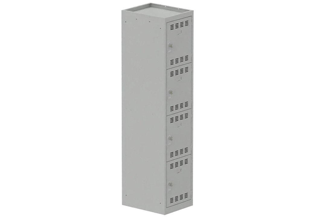 Vestiaire multicases 1 colonne L,40cm 4 cases (fermeture cadenas) H,180xL,40xP,50cm coffre gris clair/portes gris clair