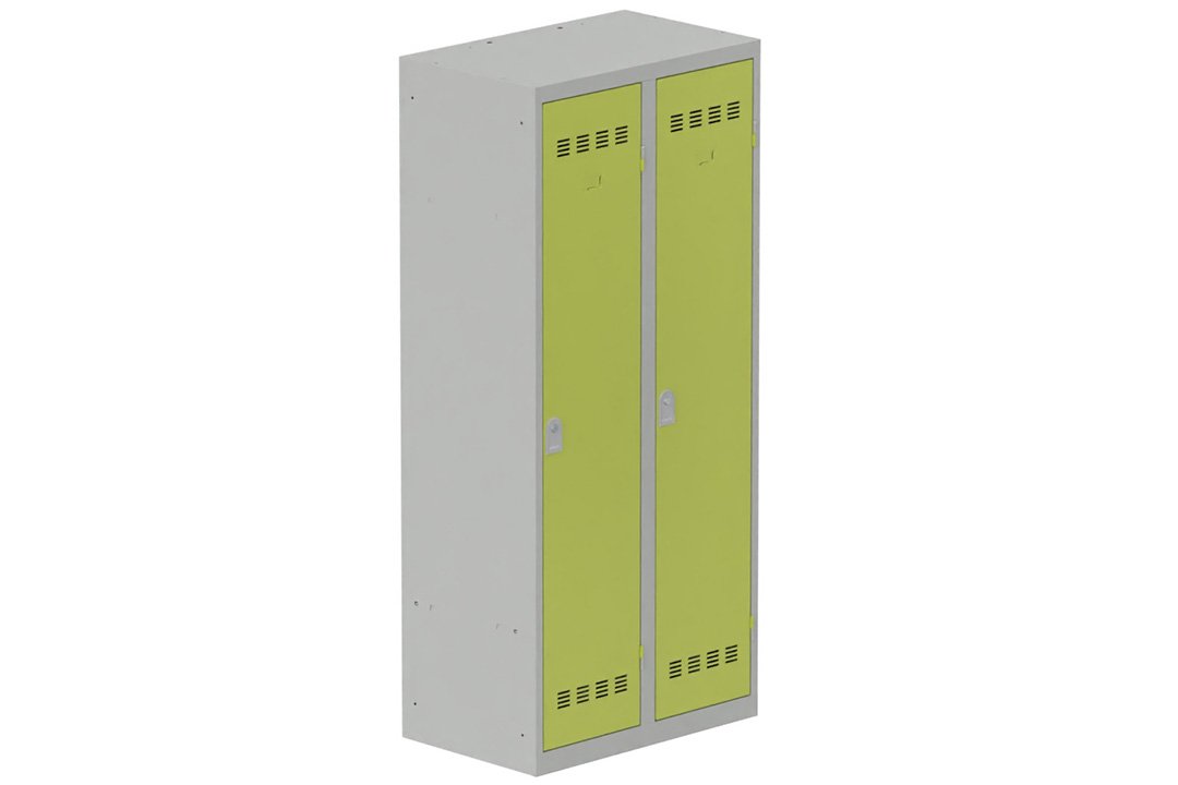 Vestiaire industrie salissante 2 portes (serrure 2 clés) H180xL80xP50cm coffre gris clair/ porte(s) anis