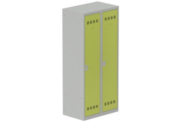 [Pas de famille] - [Pas de sous famille] - Vestiaire industrie salissante 2 portes (serrure 2 clés) H180xL80xP50cm coffre gris clair/ porte(s) anis