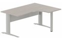 K1 VDF METAL Compact 90° asymétrique 160x120x80/60cm retour à droite sur pied de soutien, plateau acacia, structure aluminium