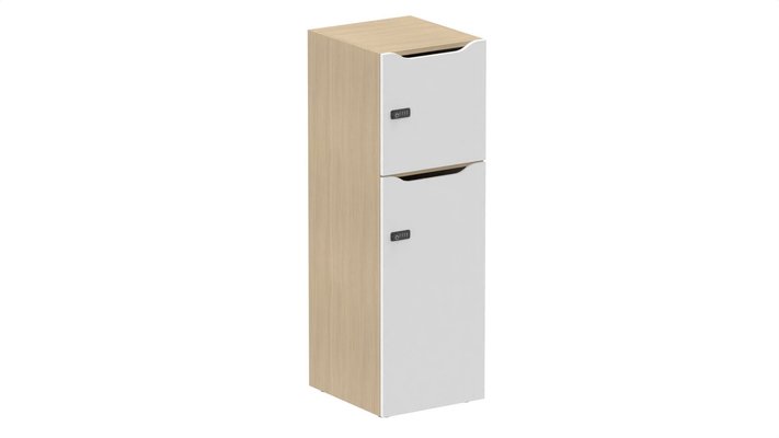 CASIERS - 2 cases - Meuble à cases H.137xL.45xP.50cm - 2 cases : 1 x H86cm (en bas) + 1 x H43cm. portes avec découpe en partie haute. serrure à code