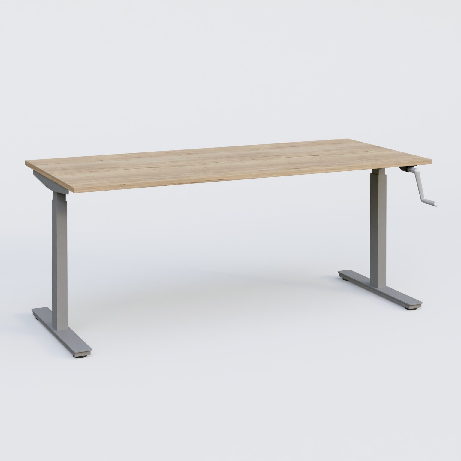 Poste solo 160*70 réglable en hauteur manuel 70-116 cm gamme KPro1. Plateau Chêne naturel et pietement Aluminium.