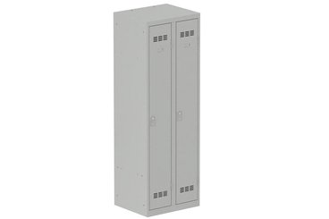 [Pas de famille] - [Pas de sous famille] - Vestiaire industrie propre 2 portes (serrure 2 clés) H180xL60xP50cm coffre gris clair/ porte(s) gris clair