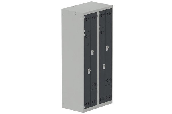 VESTIAIRES GAIN DE PLACE - 2 Colonnes - Vestiaire gain de place 2 colonnes (fermeture cadenas) coffre gris clair/portes anthracite