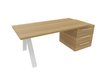 X3 Plan Manager 180x90cm + caisson XXL débordant (encombrement 206x90cm). Plateau, caisson Noyer et piètement Blanc.