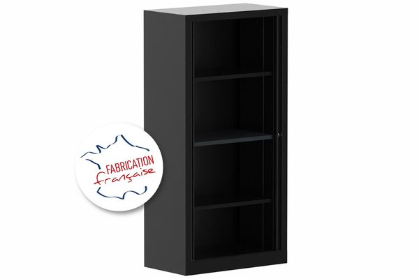 ARMOIRES A RIDEAUX - Largeur 80 cm - Armoire à rideaux H160xL80cm 3 tablettes coffre noir/rideaux noir - sur délai