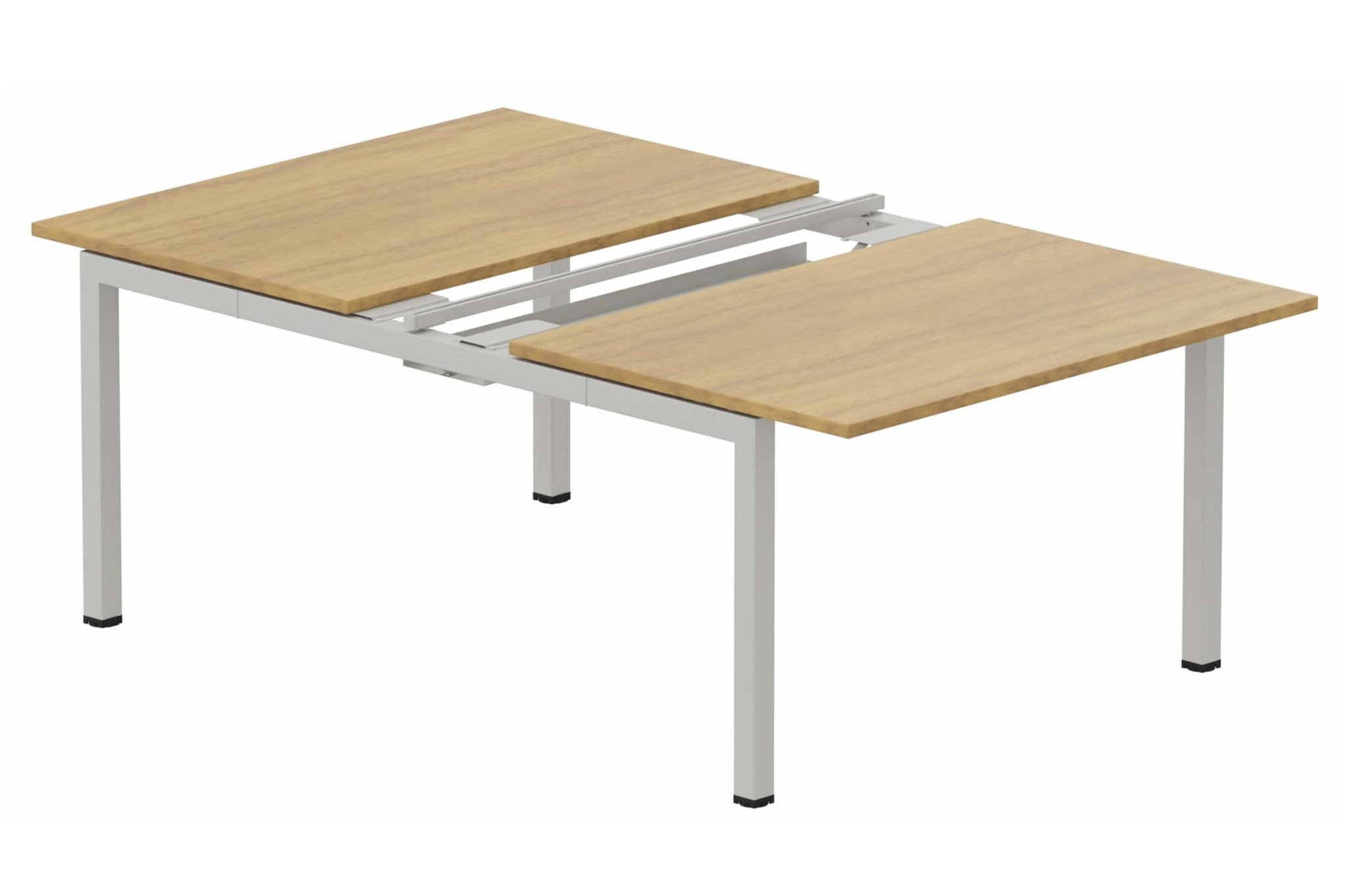 K3 - Bench départ 2 Plateaux coulissants 120x80 (encombrement P165xL120cm) -Finitions : PLATEAUX: NOYER (NO) / PIETEMENTS: ALUMINIUM (AL)