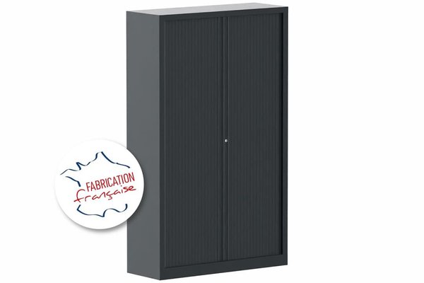 [Pas de famille] - [Pas de sous famille] - Armoire à rideaux démontable H198xL120cm 4 tablettes coffre anthracite/rideaux anthracite - sur délai