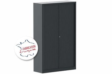 [Pas de famille] - [Pas de sous famille] - Armoire à rideaux démontable H198xL120cm 4 tablettes coffre anthracite/rideaux anthracite - sur délai