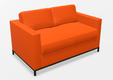 WALL STREET canapé 2 places, 152x92xH90cm, Revêtement coloris Orange, structure époxy noir