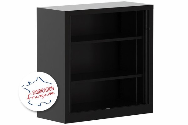 ARMOIRES A RIDEAUX - Largeur 100 cm - Armoire à rideaux 2P H100XL100XP43 2 Tablettes , coffre noir /rideaux noir