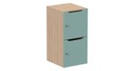 Meuble à cases H.92xL.45xP.50cm - 2 cases H43cm. portes avec découpe en partie haute. serrure à clé