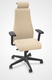 SO PRETTY - Fauteuil manager + têtière + accotoirs. Mécanisme synchrone décalé avec translation d'assise. Tissus Cuir Pleine Fleur Beige SQB SQB