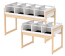 Bac à BD enfant NATUR 6 cases mélaminé piètement bois massif - L98xP61xH70,5 cm