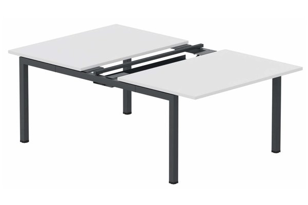 Postes Bench (poste doubles) - SERIE K3 - K3 - Bench départ 2 Plateaux coulissants 180x80 (encombrement P165xL180cm) -Finitions : PLATEAUX: BLANC (BL) / PIETEMENTS: NOIR GRAINE MAT (NG)