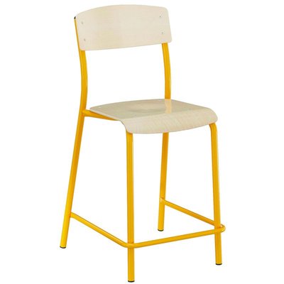 SCOLAIRE - Apprendre - Chaise haute ANTIB assise et dossier bois Blueprotech® piètement époxy - H60 cm
